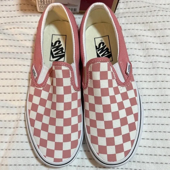 Vans Women’s Rose-Pink and White Checkered Slip-On Sneakers - Picture 5 of 5